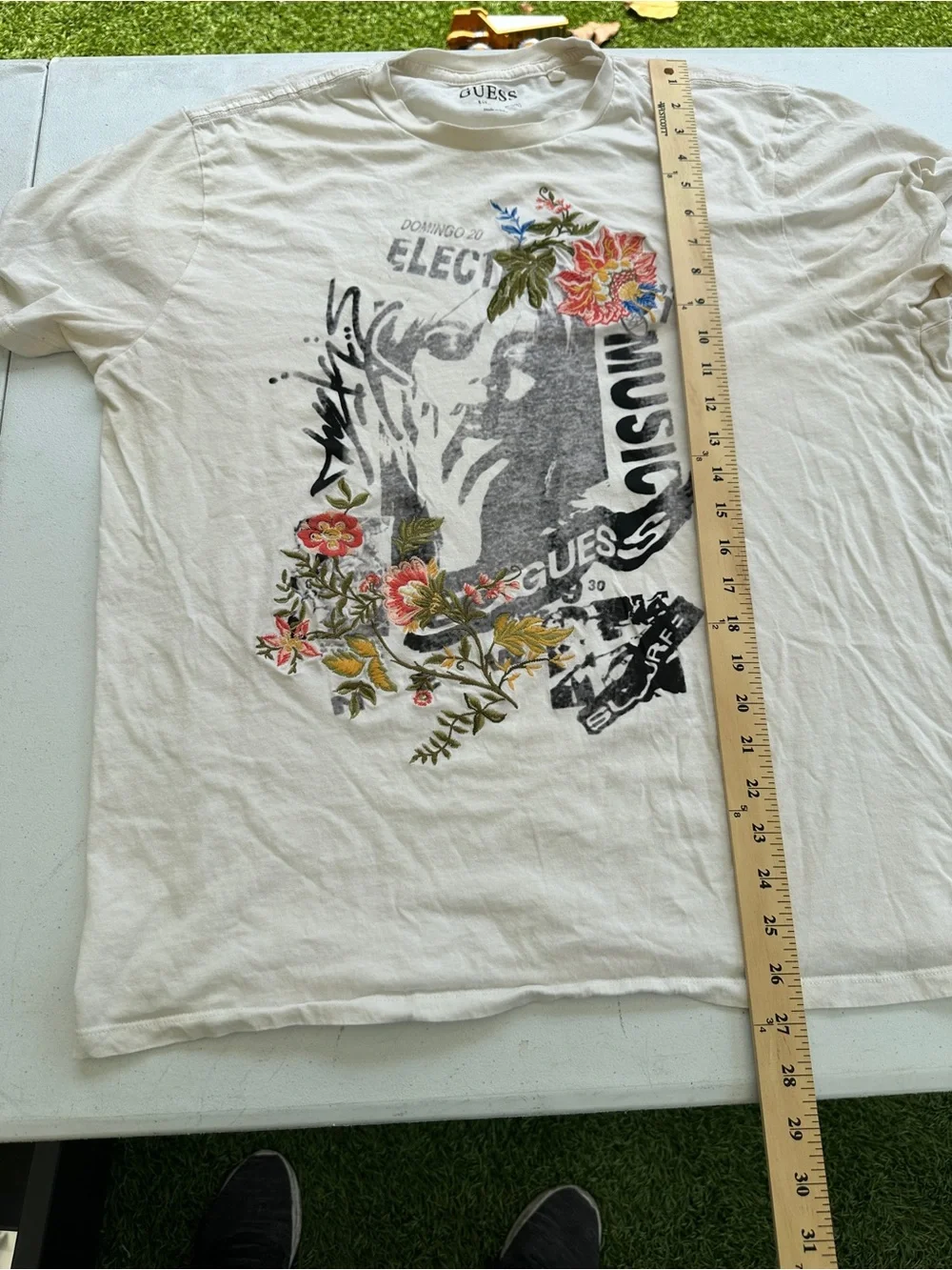 GUESS Men’s XXL Graphic T-Shirt White Floral Logo Tee - Picture 5 of 9